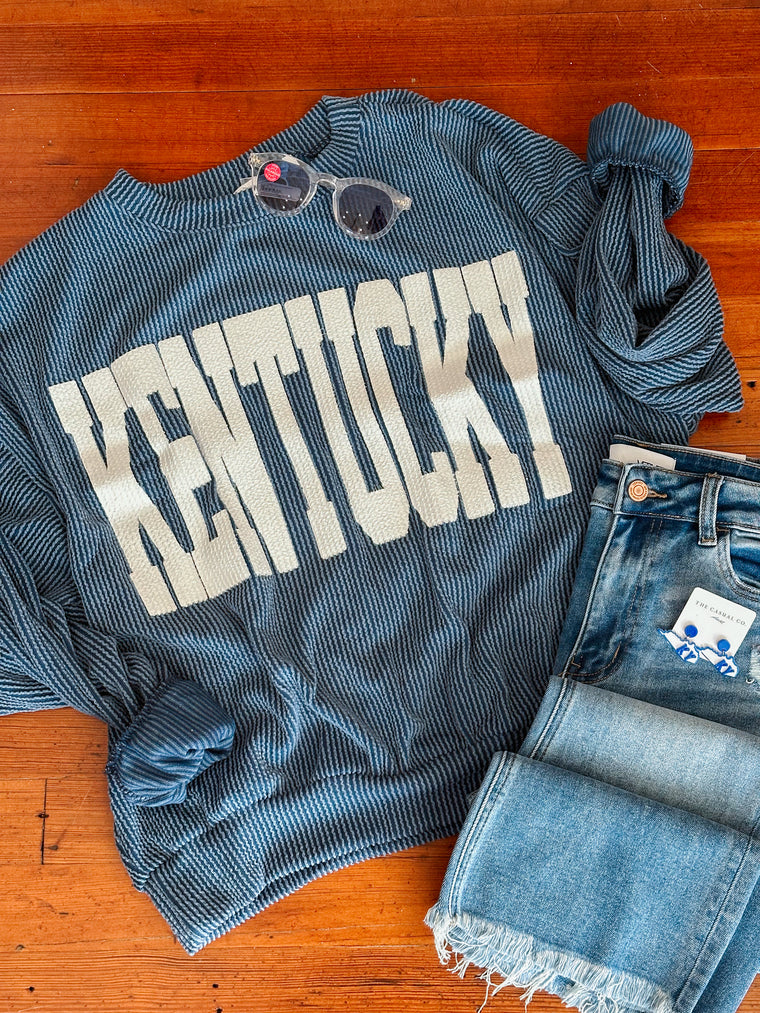 Kentucky Corded Oversized Graphic Sweatshirt - Midnight Blue