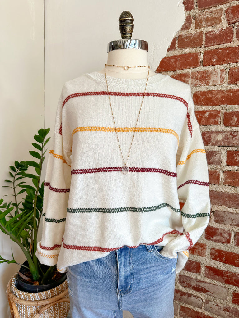 Autumn Striped Sweater-Carolyn Jane's Jewelry