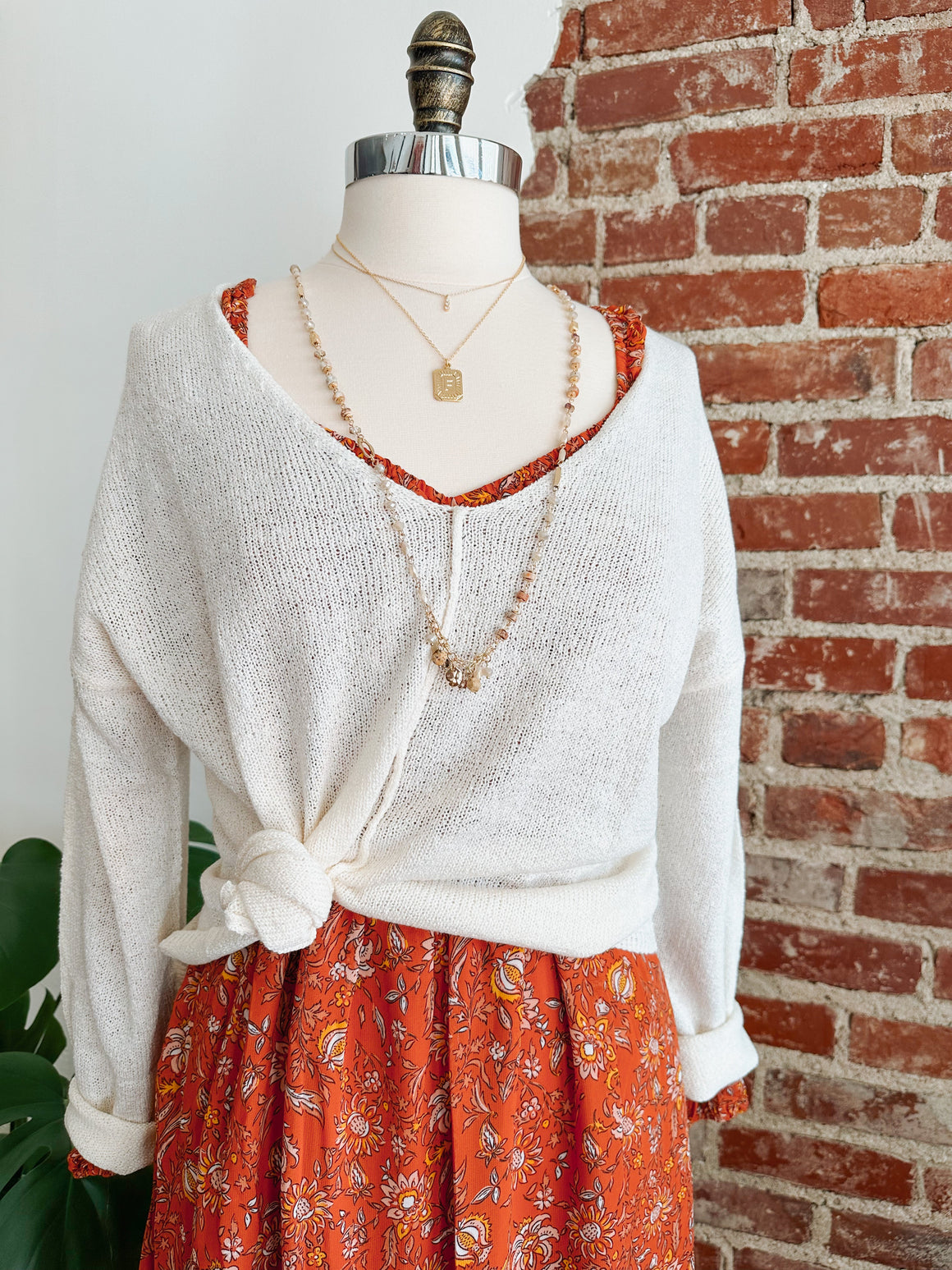 Bobby Back Button V-Neck Sweater in Oatmeal-Pullover Sweater-Carolyn Jane's Jewelry