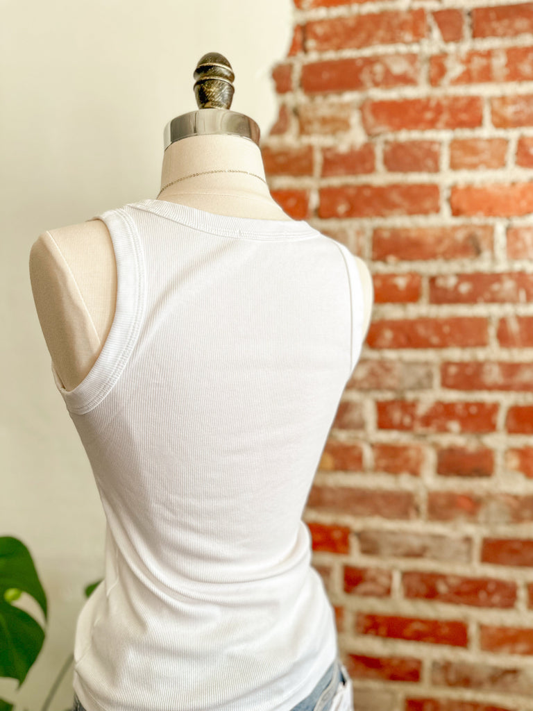 CC Essential Ribbed Tank in White-Carolyn Jane's Jewelry