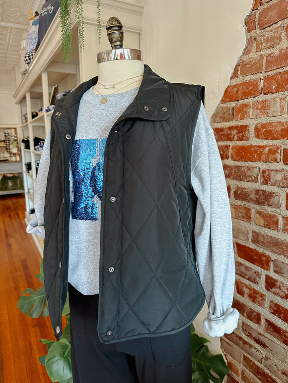 CC Quilted Puffer Vest in Black-vest-Carolyn Jane's Jewelry