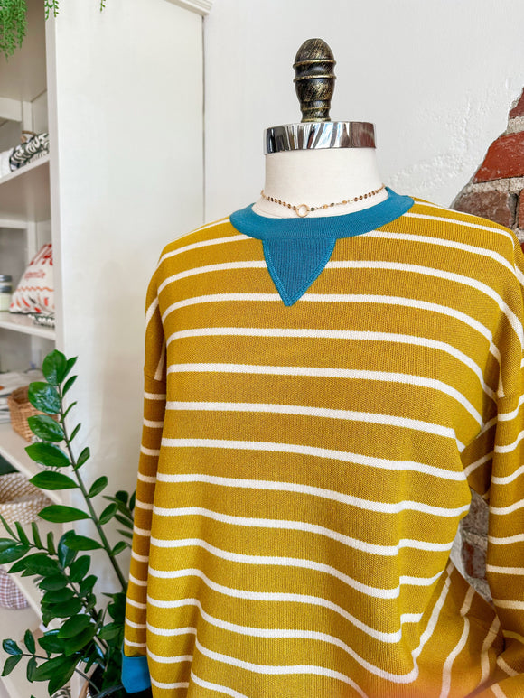 Callie Oversized Striped Crewneck Pullover - Citrus-sweater-Carolyn Jane's Jewelry