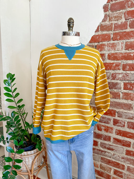 Callie Oversized Striped Crewneck Pullover - Citrus-sweater-Carolyn Jane's Jewelry