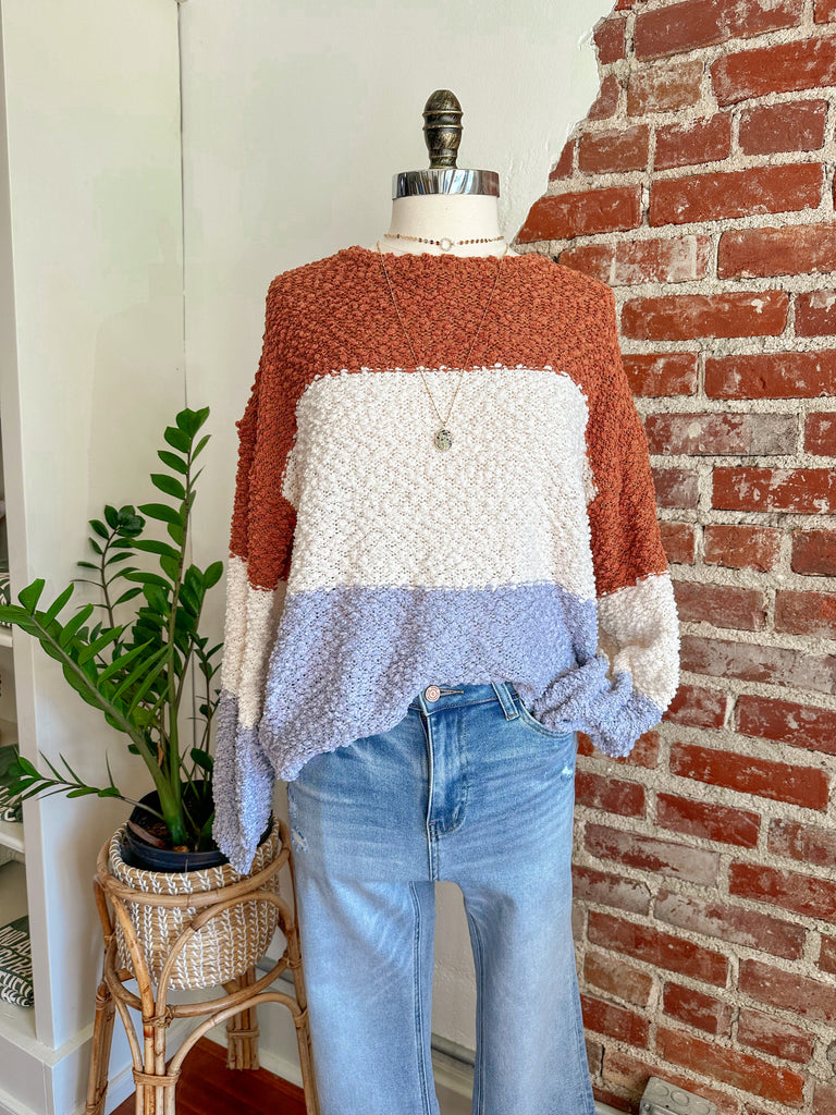 Carmine ColorBlock Sweater in Coco-Carolyn Jane's Jewelry