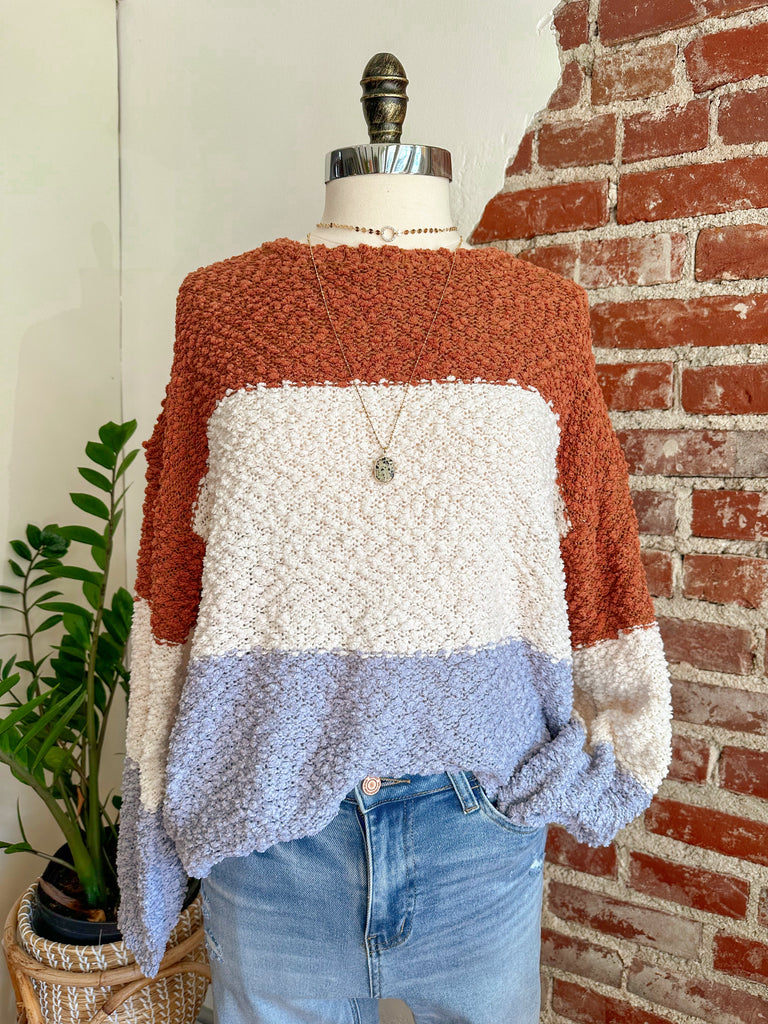 Carmine ColorBlock Sweater in Coco-Carolyn Jane's Jewelry