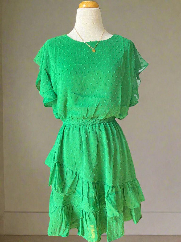 Casey Mini Dot Dress - Kelly Green-dress-Carolyn Jane's Jewelry