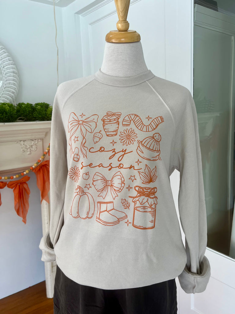 Cozy Season Doodle Sweatshirt - Stone-Sweatshirt-Carolyn Jane's Jewelry