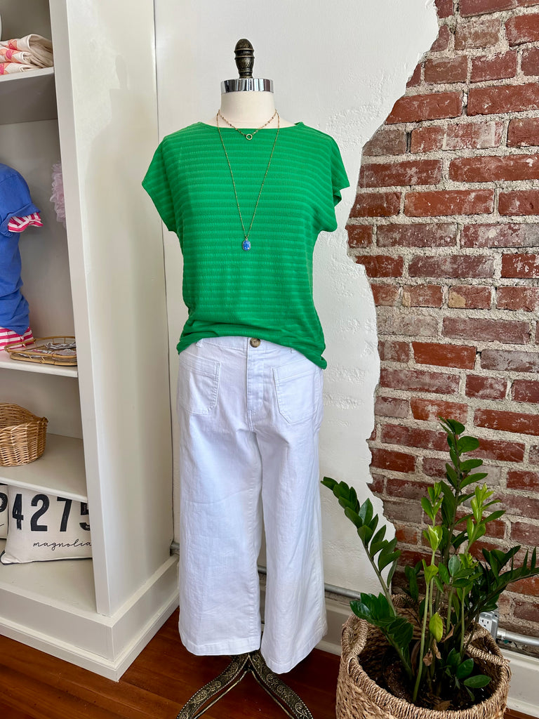 Eva Boat Neck Short Sleeve Top - Kelly Green-top-Carolyn Jane's Jewelry