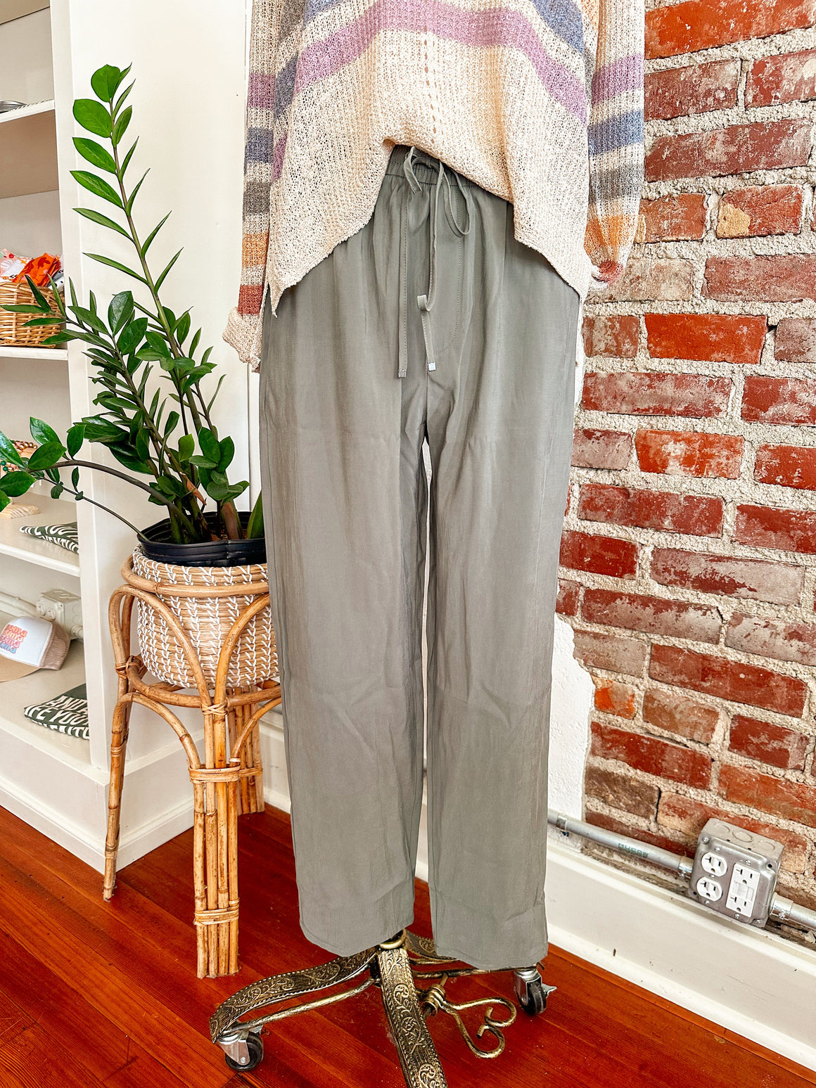 Everyday Comfort Cropped Pant with Elastic Waist - Pine-PANTS-Carolyn Jane's Jewelry