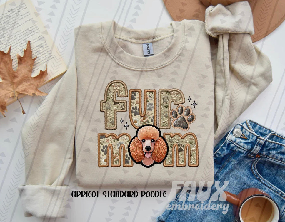 Fur Mom Apricot Poodle Dog Sweatshirt - Natural Stone-Sweatshirt-Carolyn Jane's Jewelry