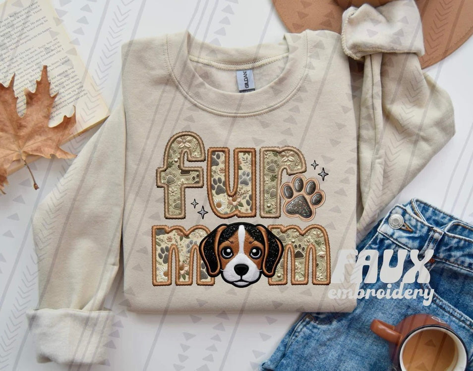 Fur Mom Beagle Dog Sweatshirt - Natural Stone-Sweatshirt-Carolyn Jane's Jewelry