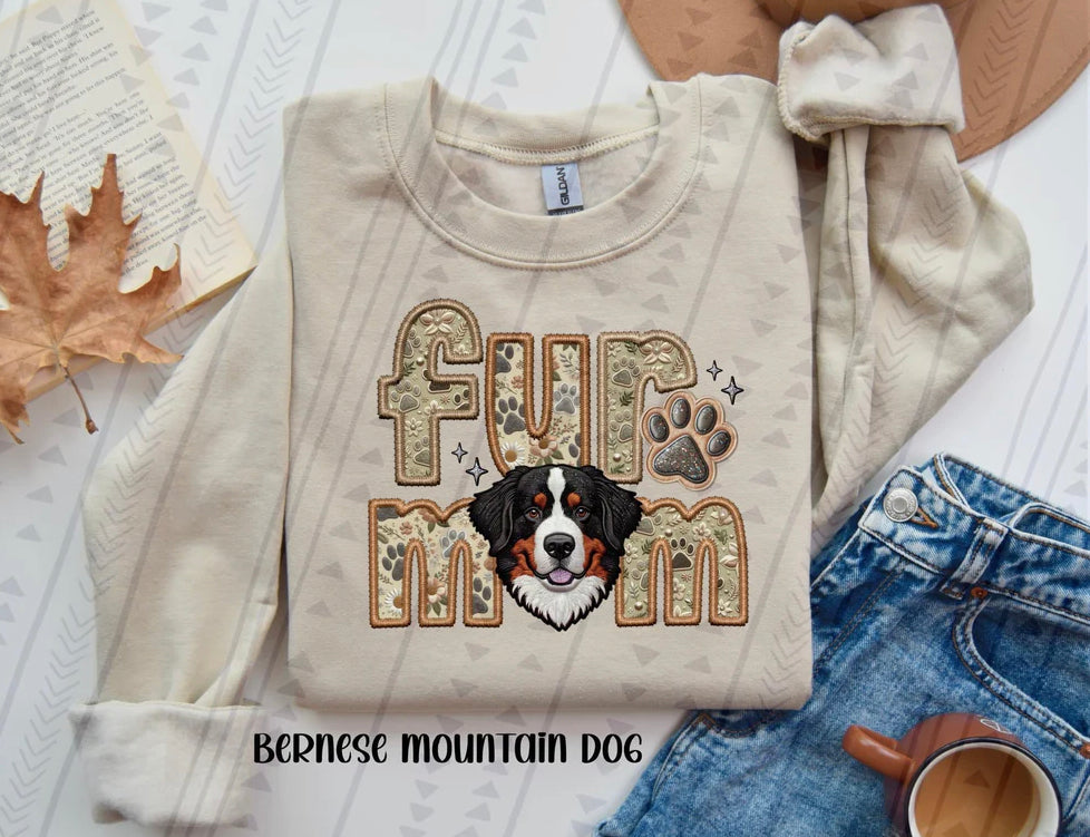Fur Mom Bernese Mountain Dog Sweatshirt - Natural Stone-Sweatshirt-Carolyn Jane's Jewelry