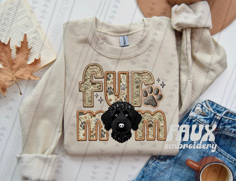 Fur Mom Black Doodle Dog Sweatshirt - Natural Stone (Option 2)-Sweatshirt-Carolyn Jane's Jewelry