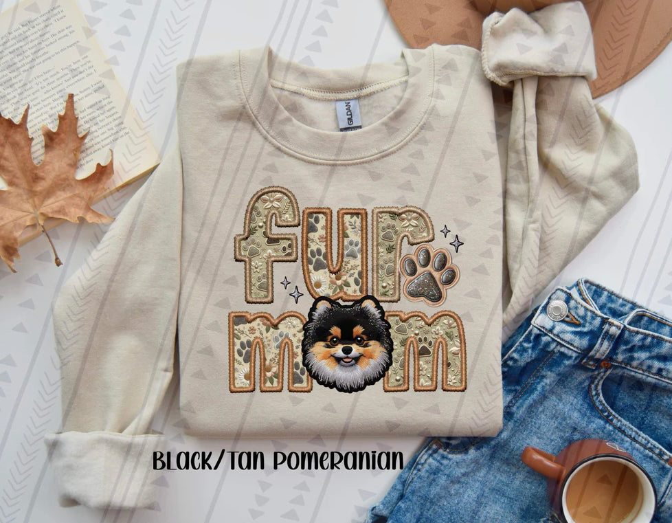 Fur Mom Black or Tan Pomeranian Dog Sweatshirt - Natural Stone-Sweatshirt-Carolyn Jane's Jewelry