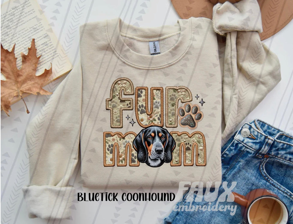 Fur Mom Bluetick CoonHound Dog Sweatshirt - Natural Stone-Sweatshirt-Carolyn Jane's Jewelry