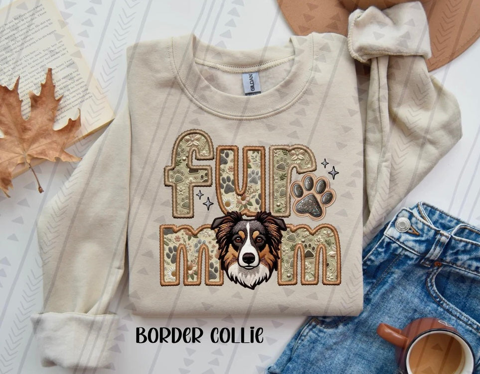 Fur Mom Border Brown or Black Collie Dog Sweatshirt - Natural Stone-Sweatshirt-Carolyn Jane's Jewelry