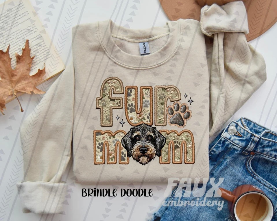 Fur Mom Brindle Doodle Dog Sweatshirt - Natural Stone-Sweatshirt-Carolyn Jane's Jewelry