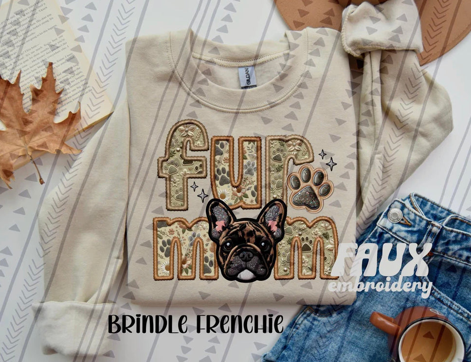 Fur Mom Brindle Frenchie Dog Sweatshirt - Natural Stone-Sweatshirt-Carolyn Jane's Jewelry