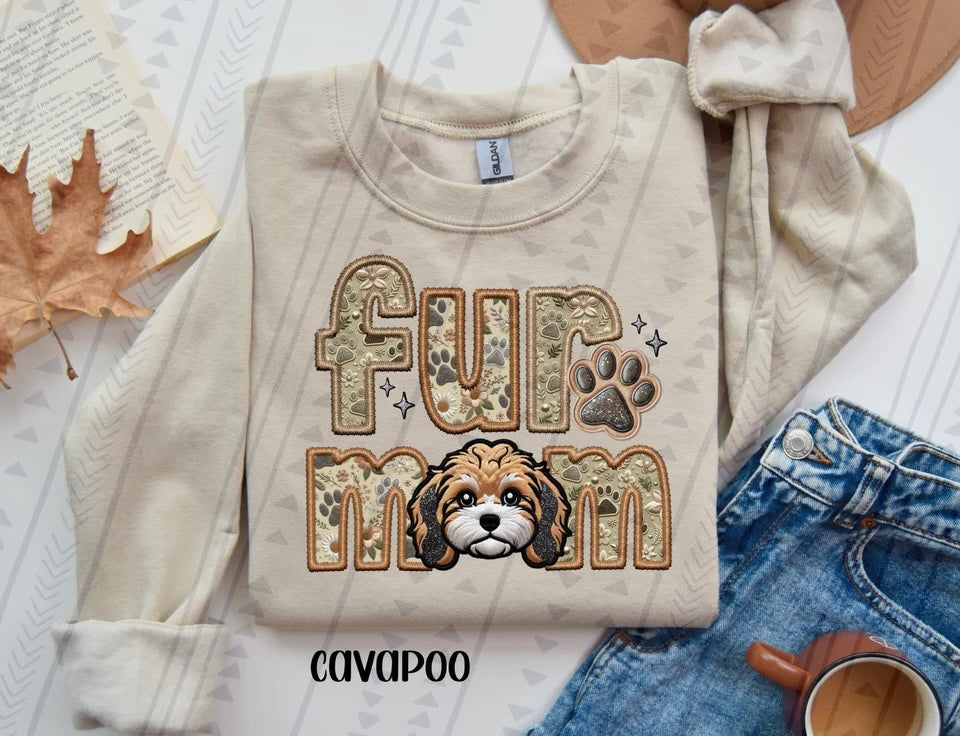 Fur Mom Cavapoo Sweatshirt - Natural Stone-Sweatshirt-Carolyn Jane's Jewelry