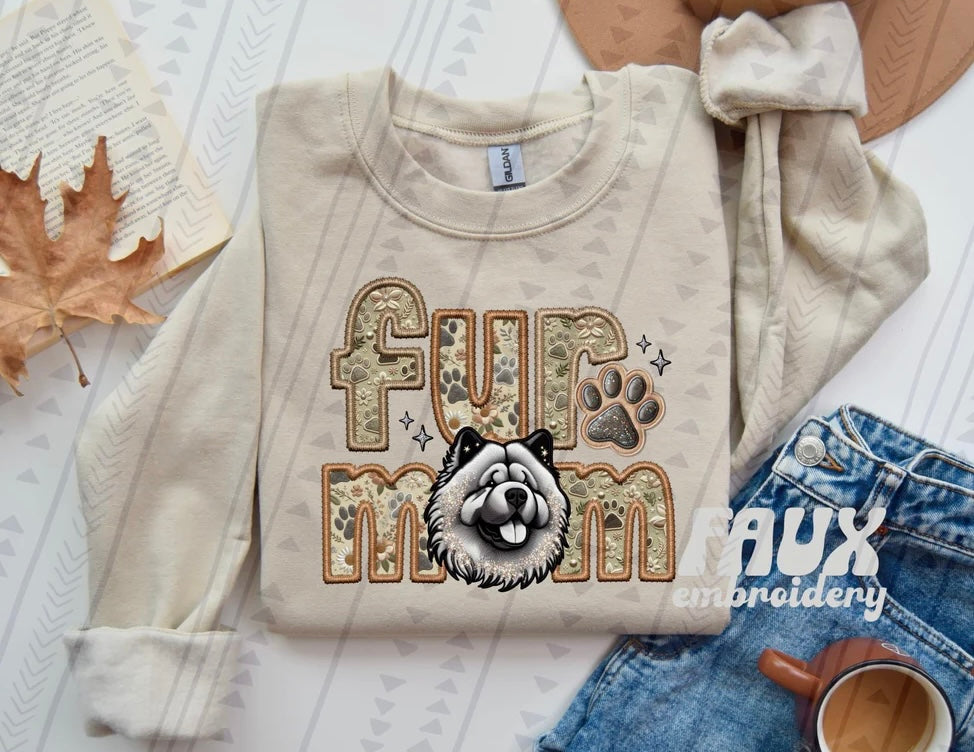 Fur Mom Chow Dog Sweatshirt - Natural Stone-Sweatshirt-Carolyn Jane's Jewelry