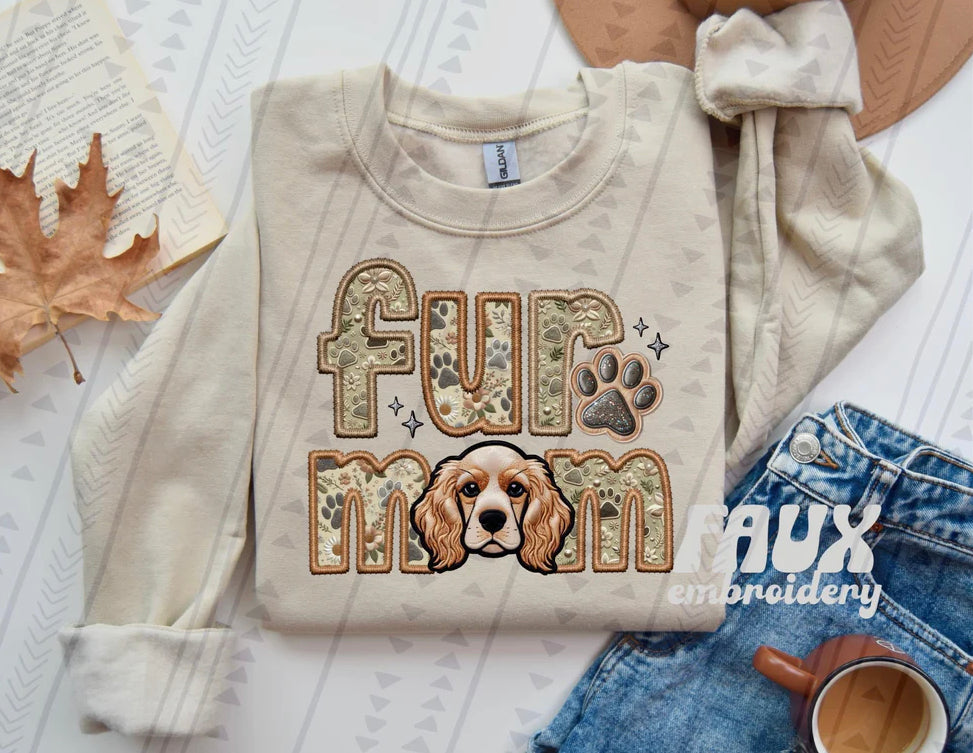 Fur Mom Cocker Spaniel Dog Sweatshirt - Natural Stone-Sweatshirt-Carolyn Jane's Jewelry