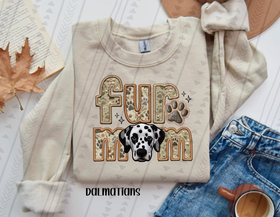 Fur Mom Dalmatian Dog Sweatshirt - Natural Stone-Sweatshirt-Carolyn Jane's Jewelry
