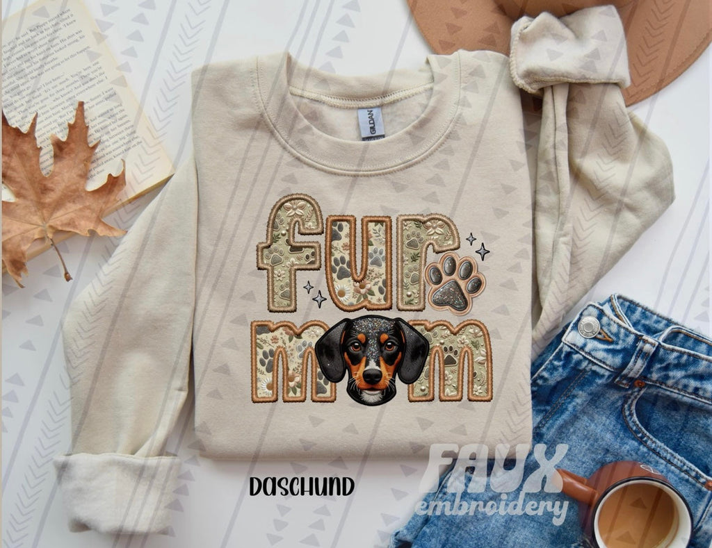 Fur Mom Daschund Dog Sweatshirt - Natural Stone-Sweatshirt-Carolyn Jane's Jewelry
