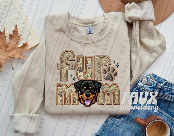 Fur Mom Rottweiler Dog Sweatshirt - Natural Stone-Sweatshirt-Carolyn Jane's Jewelry