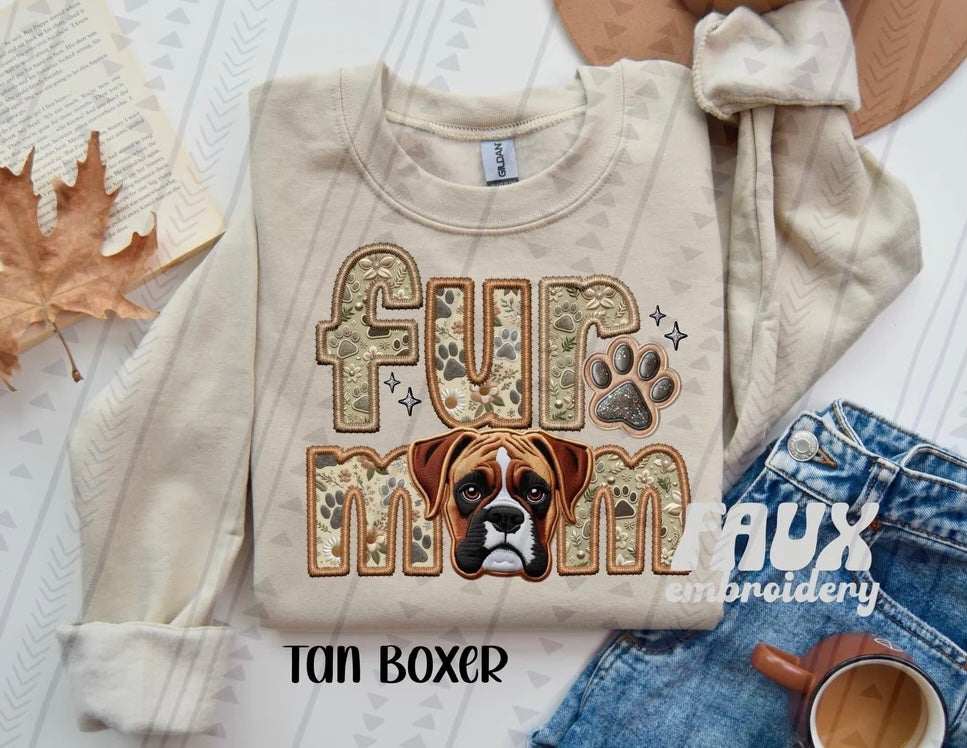 Fur Mom Tan Boxer Dog Sweatshirt - Natural Stone-Sweatshirt-Carolyn Jane's Jewelry