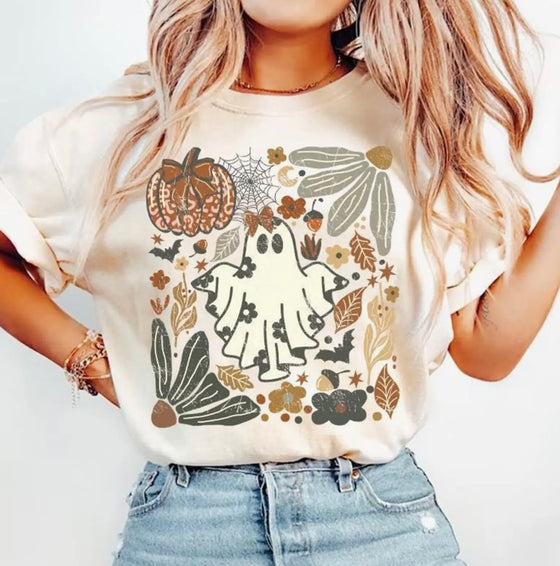 Ghost Boho Fall Graphic Tee - Stone-tshirt-Carolyn Jane's Jewelry