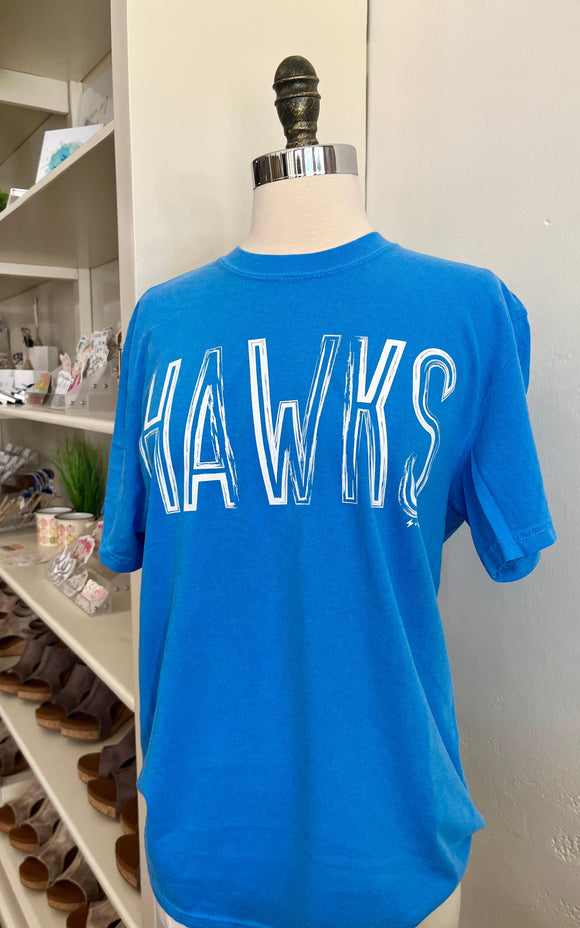 Hawk Destressed T-Shirt - Blue-T-Shirt-Carolyn Jane's Jewelry