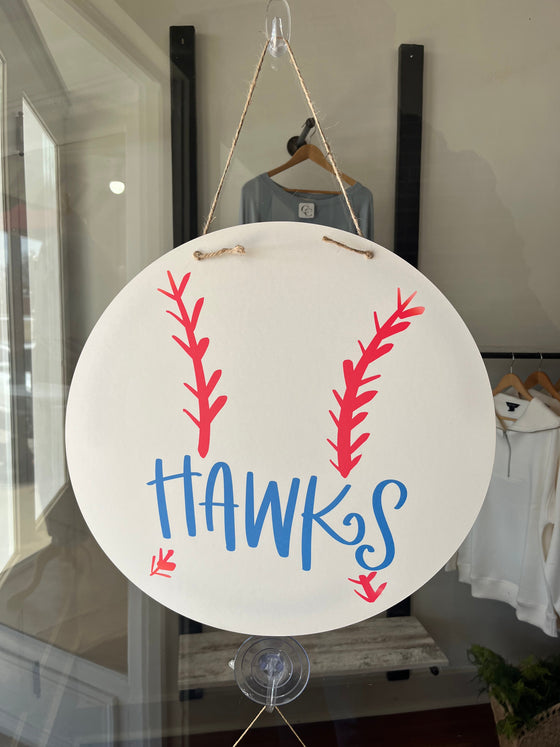 Hawks Baseball Door Hanger Sign-Door hanger-Carolyn Jane's Jewelry