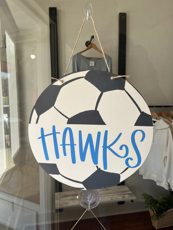 Hawks Soccer Ball Door Hanger Sign-Door hanger-Carolyn Jane's Jewelry