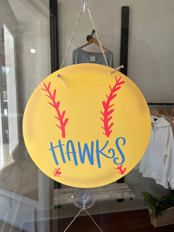 Hawks Softball Door Hanger Sign-Door hanger-Carolyn Jane's Jewelry