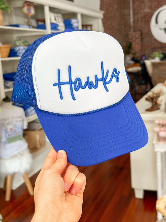 Hawks Trucker Hat - White and Royal-Hat-Carolyn Jane's Jewelry