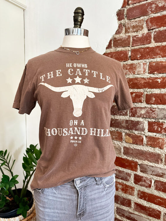 He Owns The Cattle Christian Graphic Tee-Carolyn Jane's Jewelry