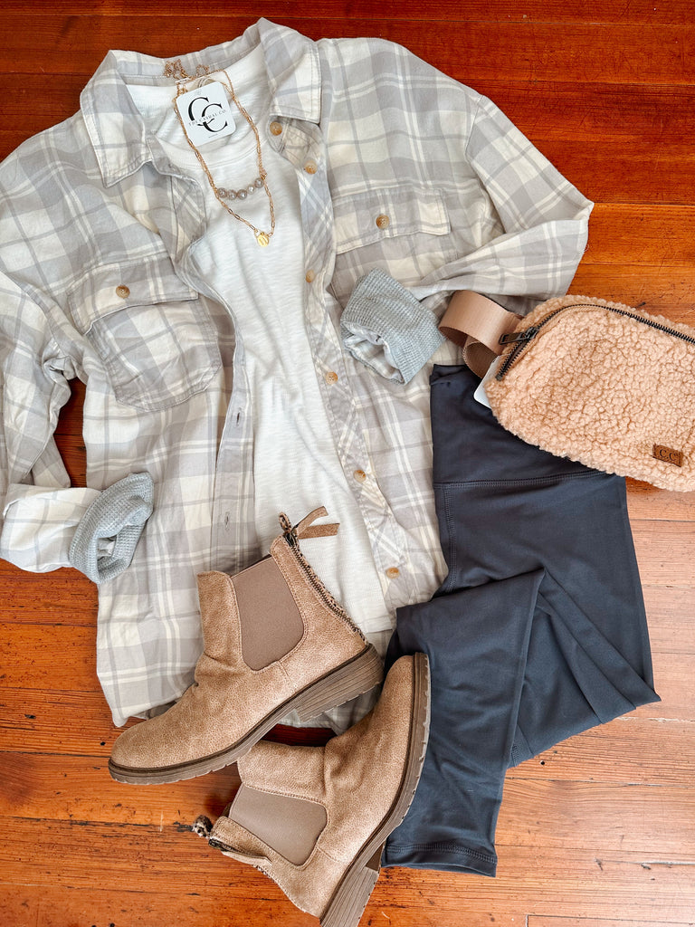 Jane Classic Light Flannel Shacket Shirt - Heather Grey-flannel-Carolyn Jane's Jewelry