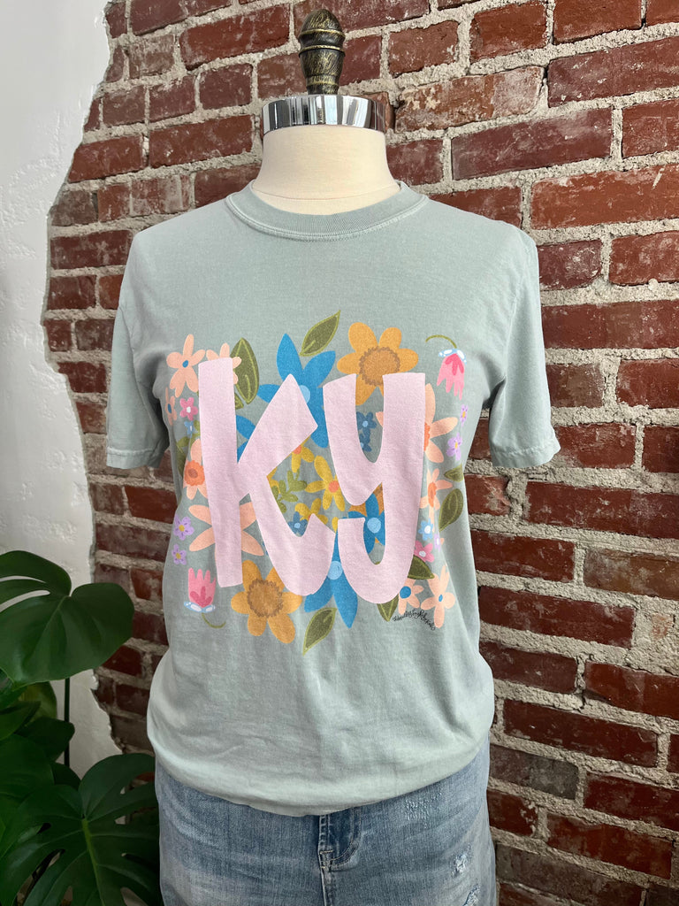 KY Fall Floral Sage Green T-Shirt-T-Shirt-Carolyn Jane's Jewelry