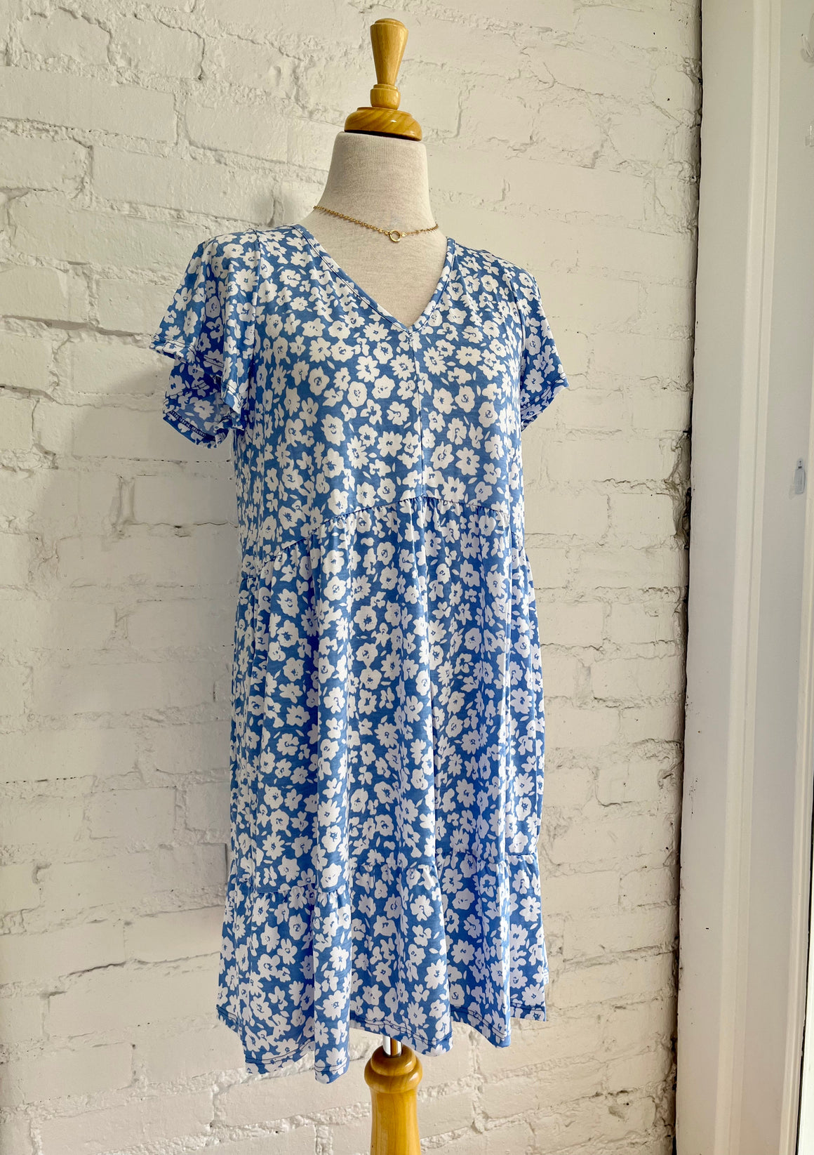 Kate Floral Print Babydoll - Sky Blue-Dress-Carolyn Jane's Jewelry