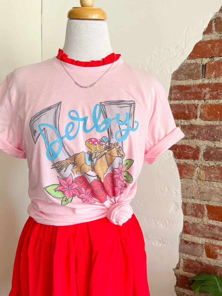 Kentucky Derby Run for The Roses T-Shirt - Pink-T-Shirt-Carolyn Jane's Jewelry
