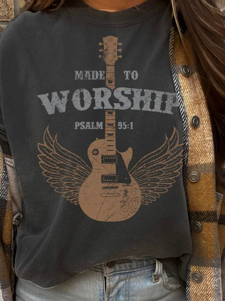 Made to Worship T-Shirt - Distressed Black-tshirt-Carolyn Jane's Jewelry