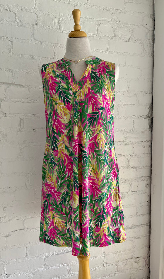 Polly Tropical V-Neck Sleeveless Dress-Dress-Carolyn Jane's Jewelry