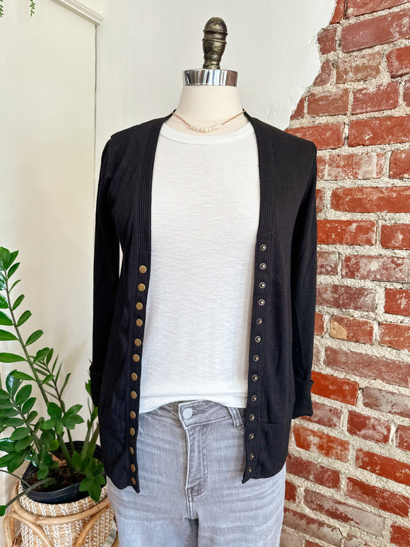 Sally Lightweight Cardigan - Black-Cardigan-Carolyn Jane's Jewelry