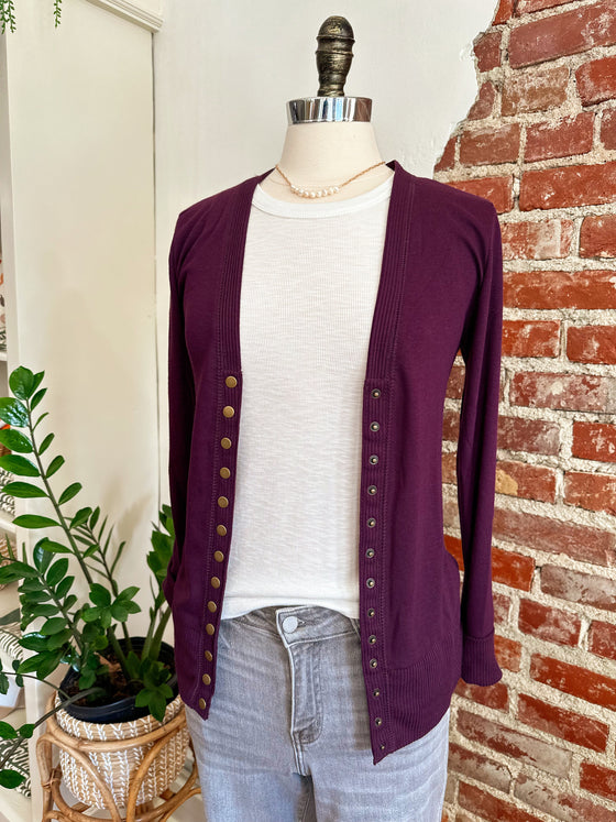 Sally Lightweight Cardigan - Plum-Cardigan-Carolyn Jane's Jewelry