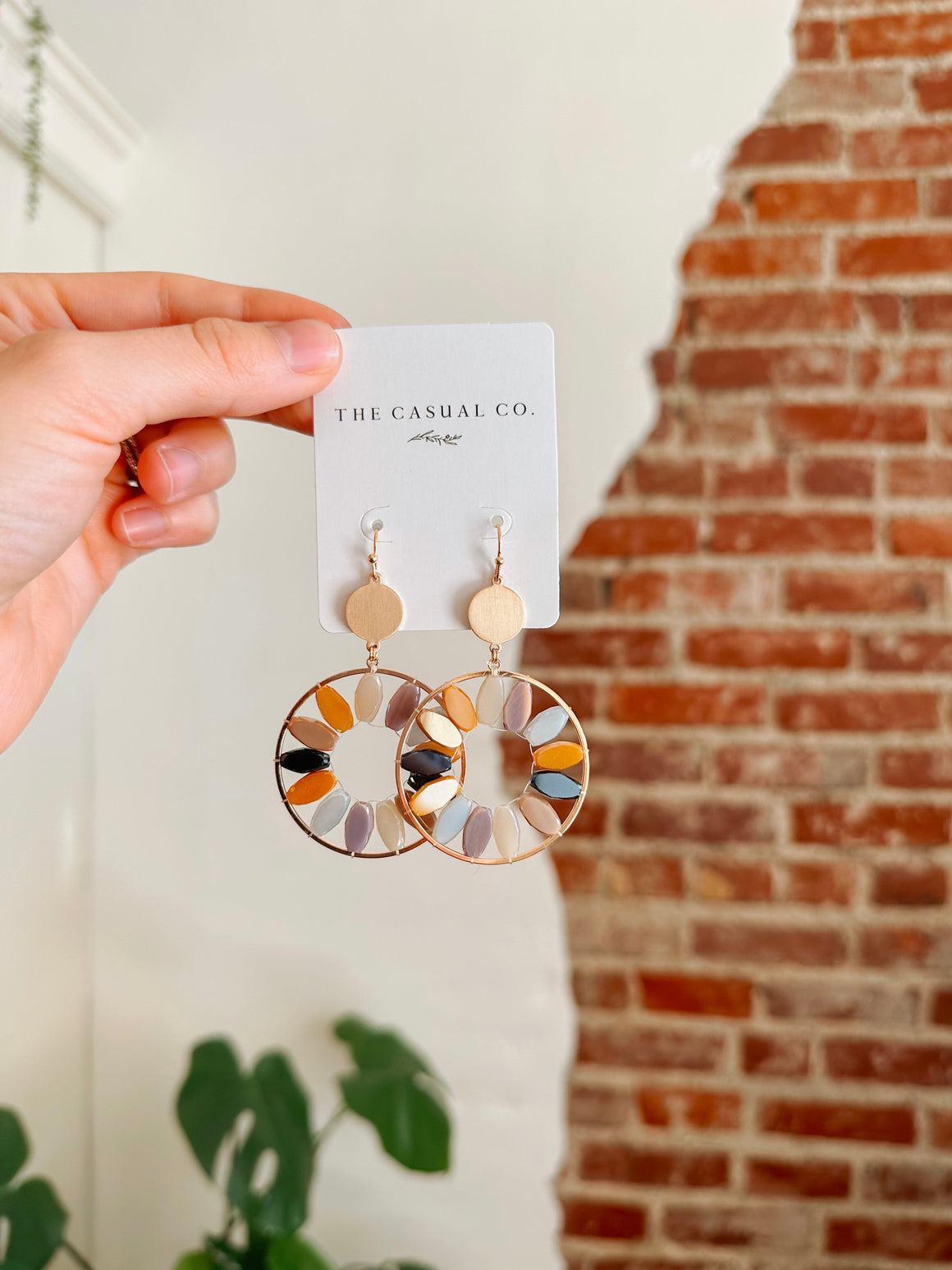 Serena Stone Hoop Earrings - Multi-Earrings-Carolyn Jane's Jewelry