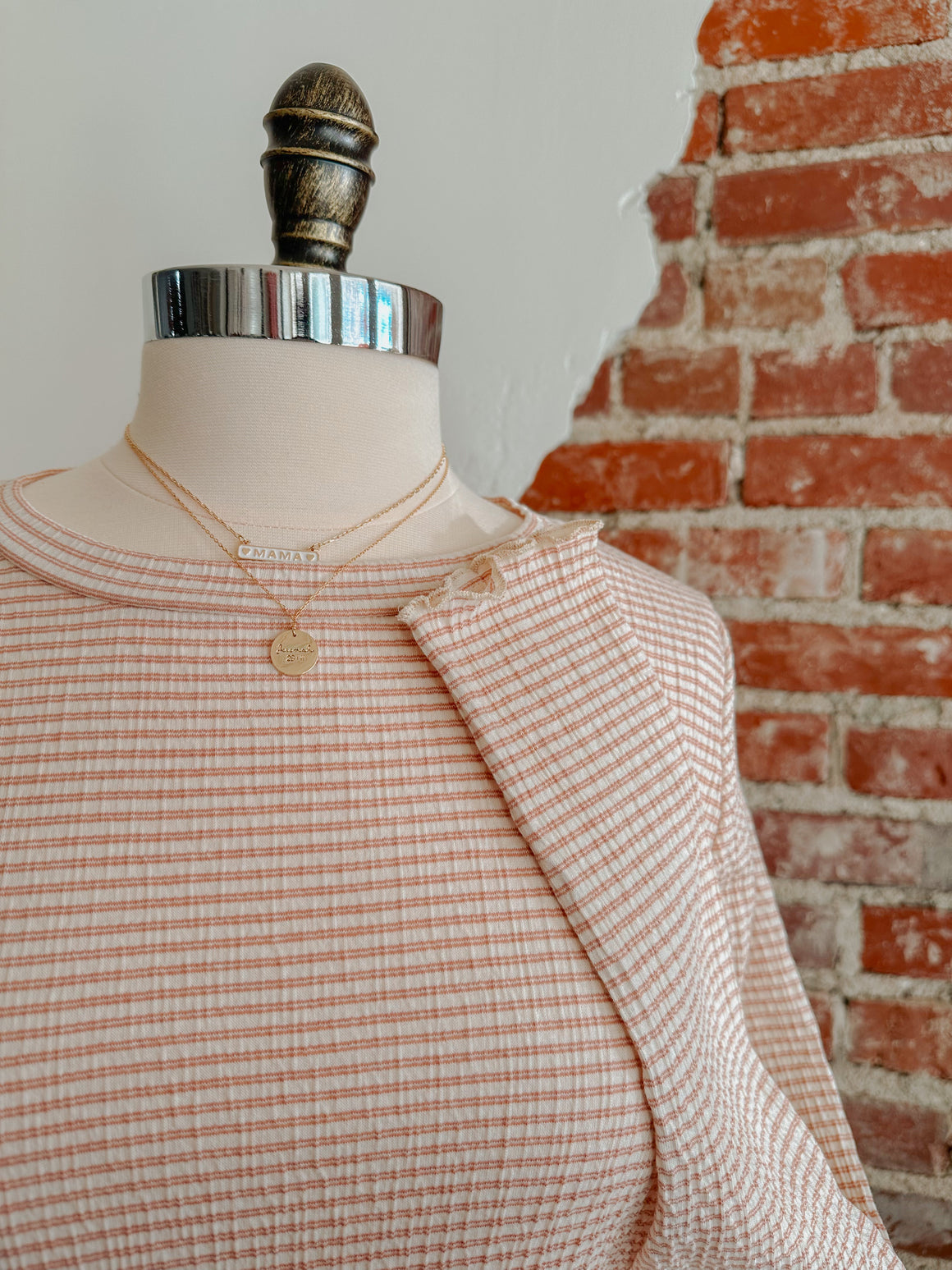 Sierra Seersucker Layering Stripe Top in Clay-Top-Carolyn Jane's Jewelry