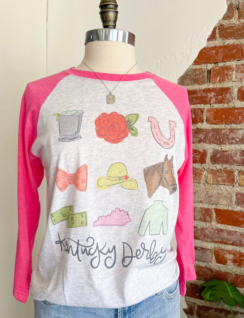 Talk Derby To Me Hot Pink Raglan-Raglan-Carolyn Jane's Jewelry