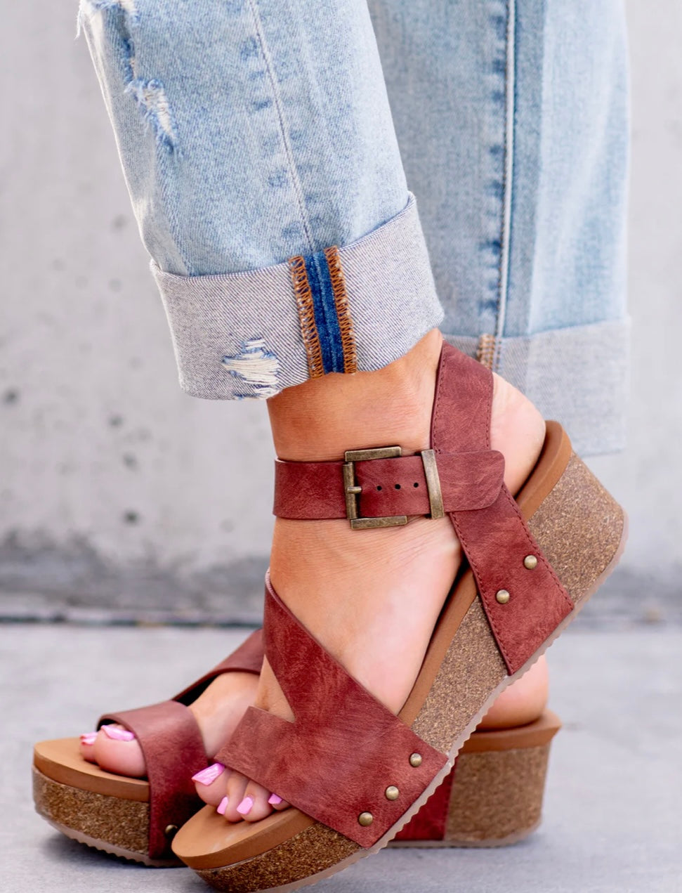 Very G Shayne Wedge Sandal - Rust-sandals-Carolyn Jane's Jewelry