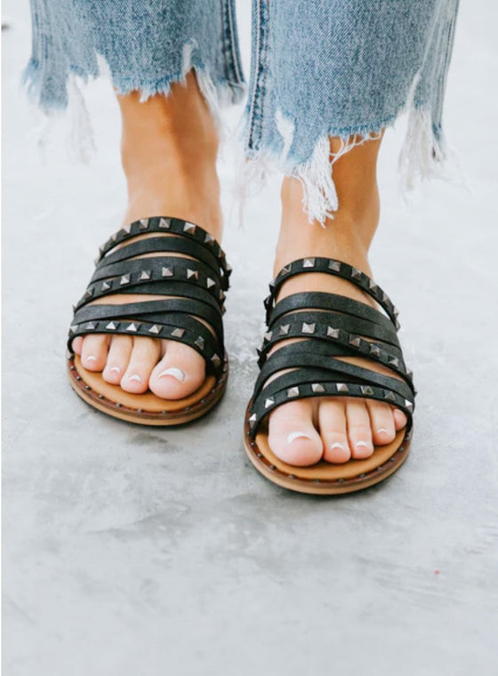 Very G Studs 2 Sandals Charcoal-sandals-Carolyn Jane's Jewelry