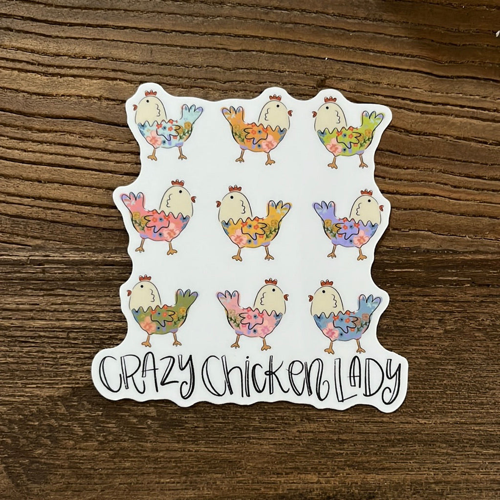 Crazy Chicken Lady Sticker-Vinyl Sticker-Carolyn Jane's Jewelry
